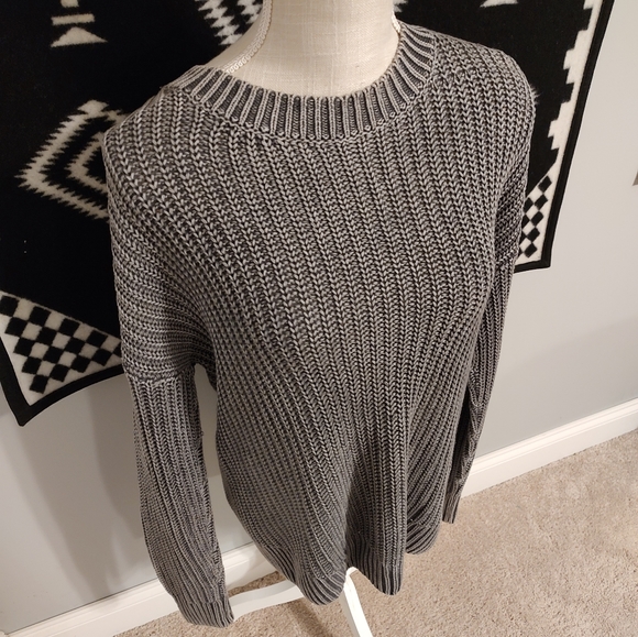 🖤NWT Forenza Love Pink Oversized Campus Fit Chunk Sweater, Distressed Black, SM - Picture 2 of 10